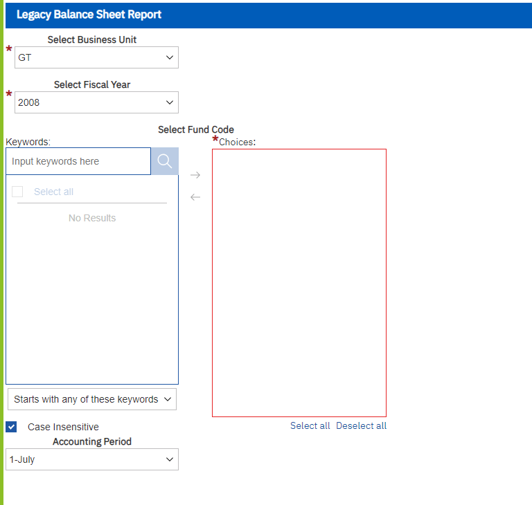 Legacy Balance Sheet