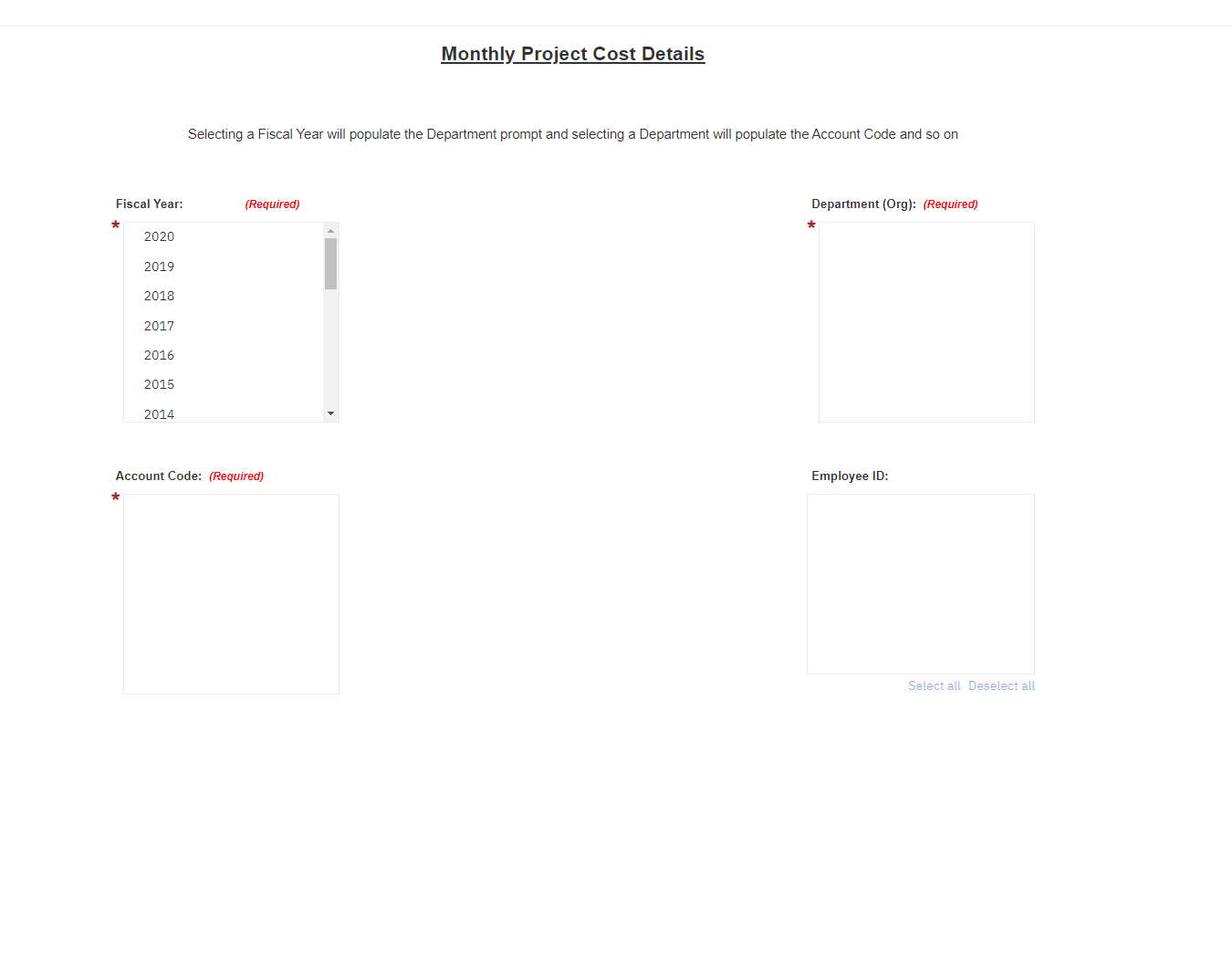 Monthly Project Cost Detail