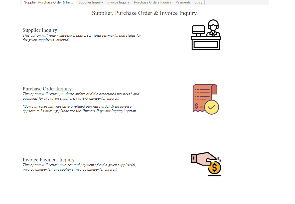 Supplier, PO, & Invoice Inquiry