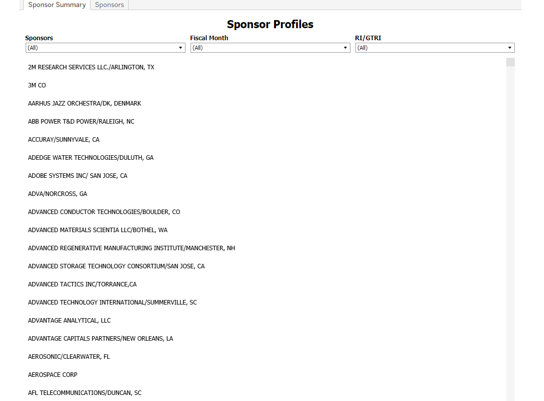 Sponsor Profiles