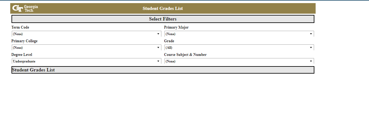 Student Grades List