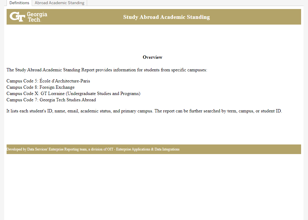 Study Abroad Academic Standing